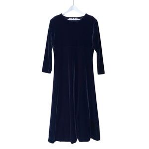 Vintage 90s Jacqueline Ferrar Black Velvet Velour Dress Sz 14 Whimsigoth Holiday